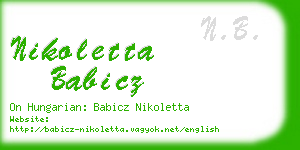 nikoletta babicz business card